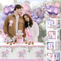 169 pc Premium Pink Elephant Baby Shower Decorations Girl