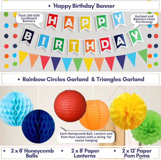 Birthday Balloons, Birthday Decoration Set 32 Pieces, Birthday Banner, Cake  Decoration, Party Accessories, Boy Girl Birthday Party