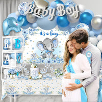 187 pc Premium Elephant Baby Shower Decorations for Boy