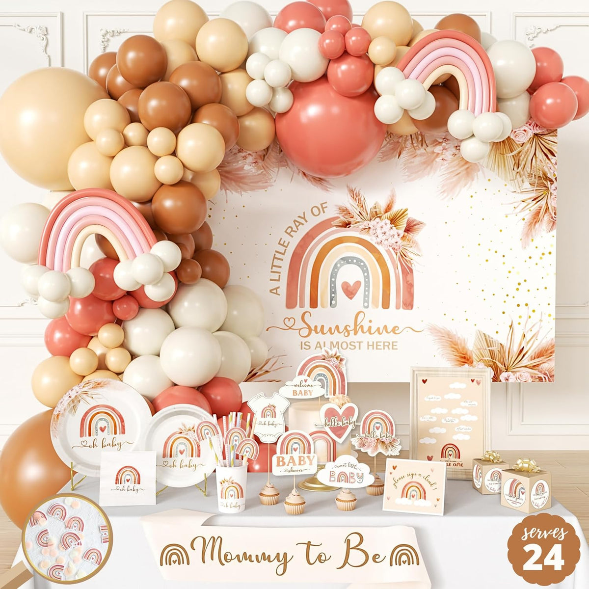 408 PC Boho Baby Shower Decorations for Girl.