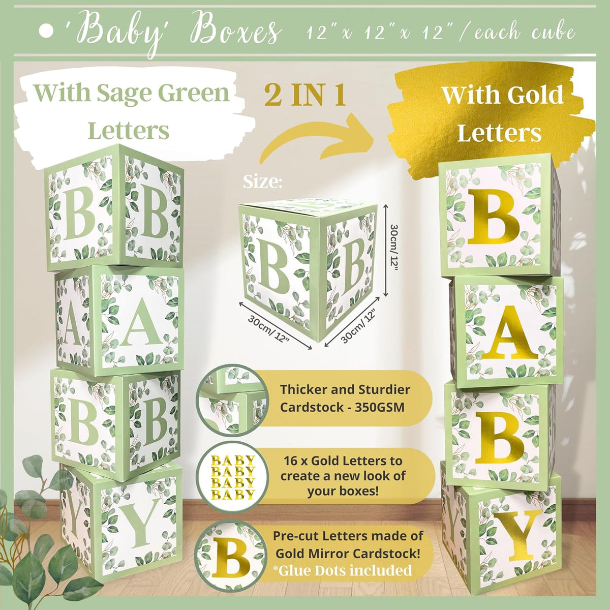 Sage Green Baby Shower Decorations, Gender Neutral