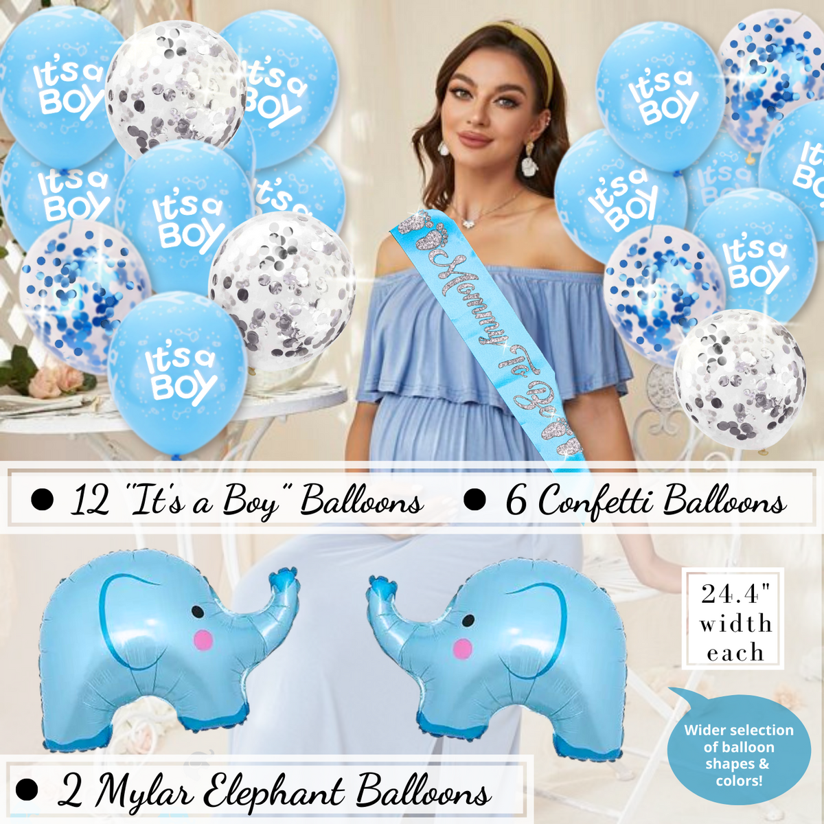 Elephant Baby Shower Decorations for Boy Blue Elephant Balloon